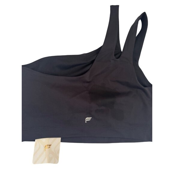 Fabletics Asymmetric Double Strap Midi Bra S Black Nylon/Elastane Activewear - Picture 6 of 10